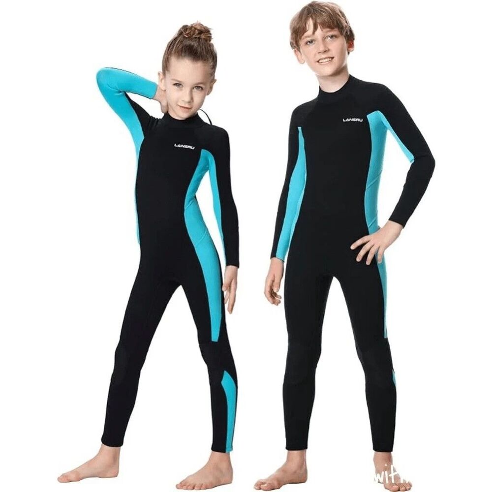 Lansru 3mm Kids Wetsuit Size 8 Long Sleeve Back Zipper Neoprene Swim Surf